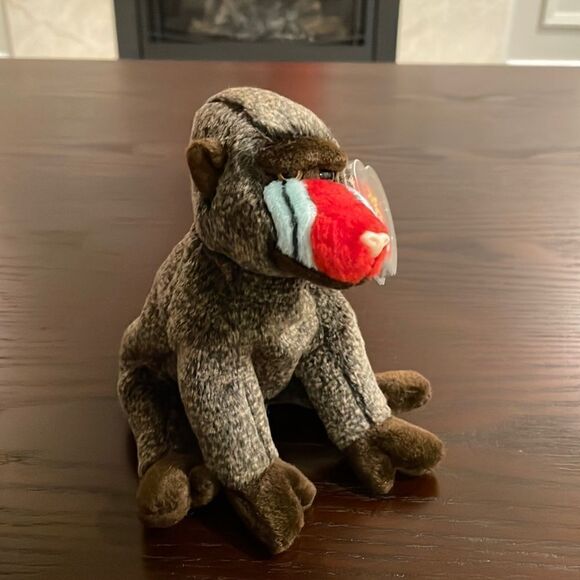 Cheeks the Baboon 1999 Ty Beanie Baby 6” Good Condition no ear tag, has all tags - Picture 2 of 6